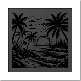 Sunset and Palms Tropical Paradise Escape Posters and Art